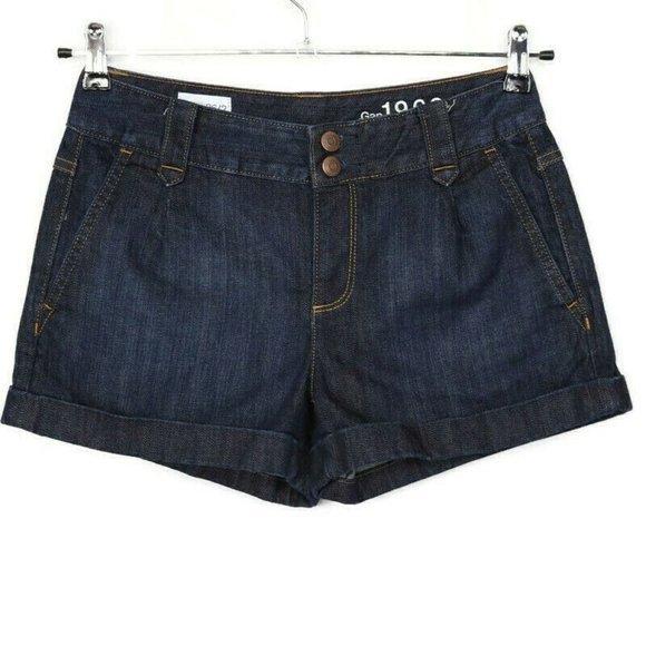 Gap 1969 Sherry Jean Shorts‎ Pleated Cuffed Dark Stretch Size 26 2 - Picture 1 of 10
